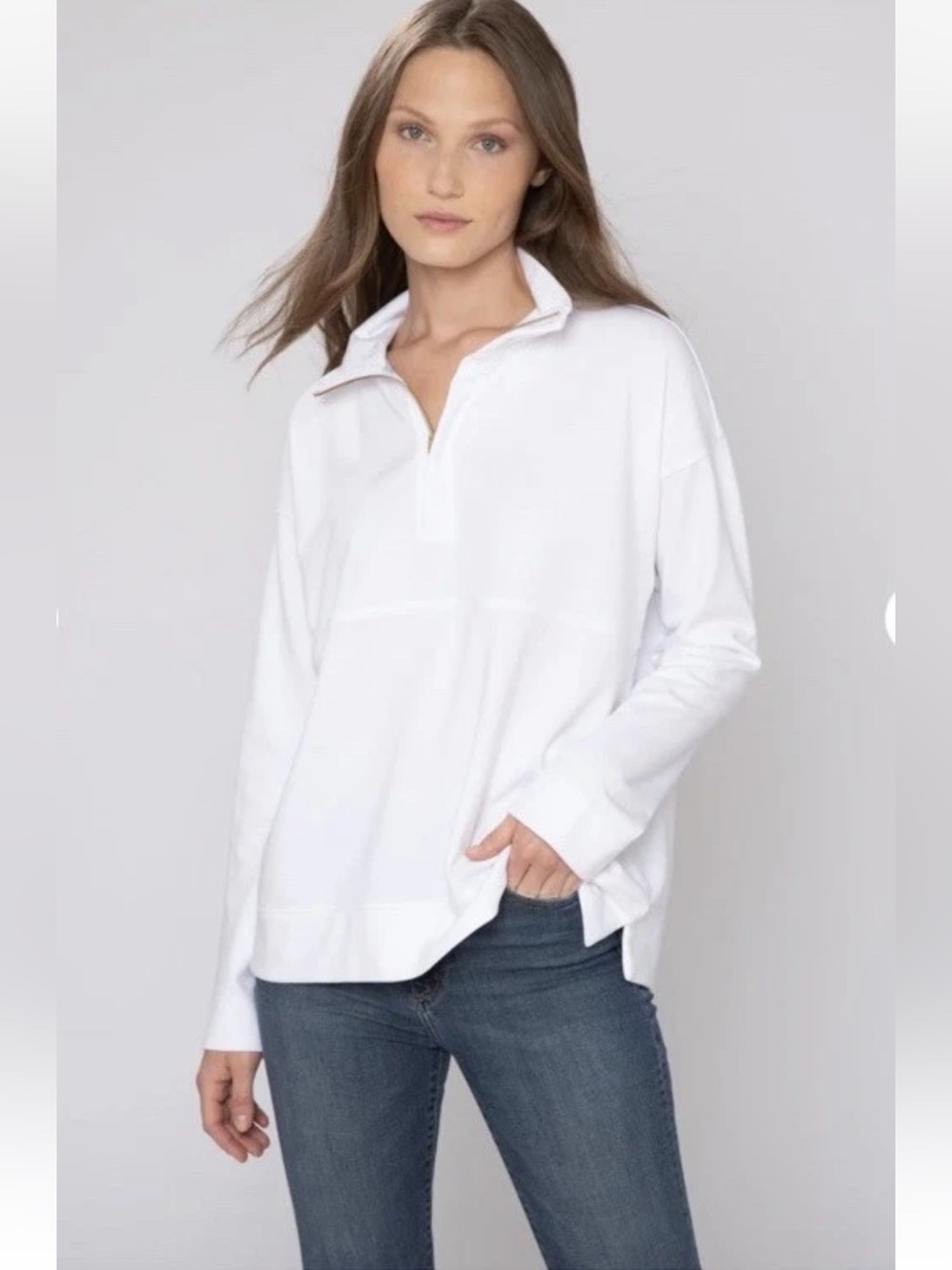 Alice Walk The Zip-Up Soft Peruvian Cotton Women’s White Sweatshirt Sz XL
